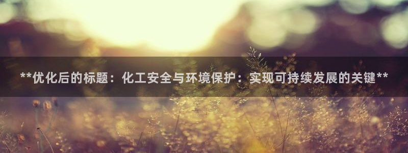 电影亿万：**优化后的标题：化工安全与环境保护：实现可持续发展的关键**